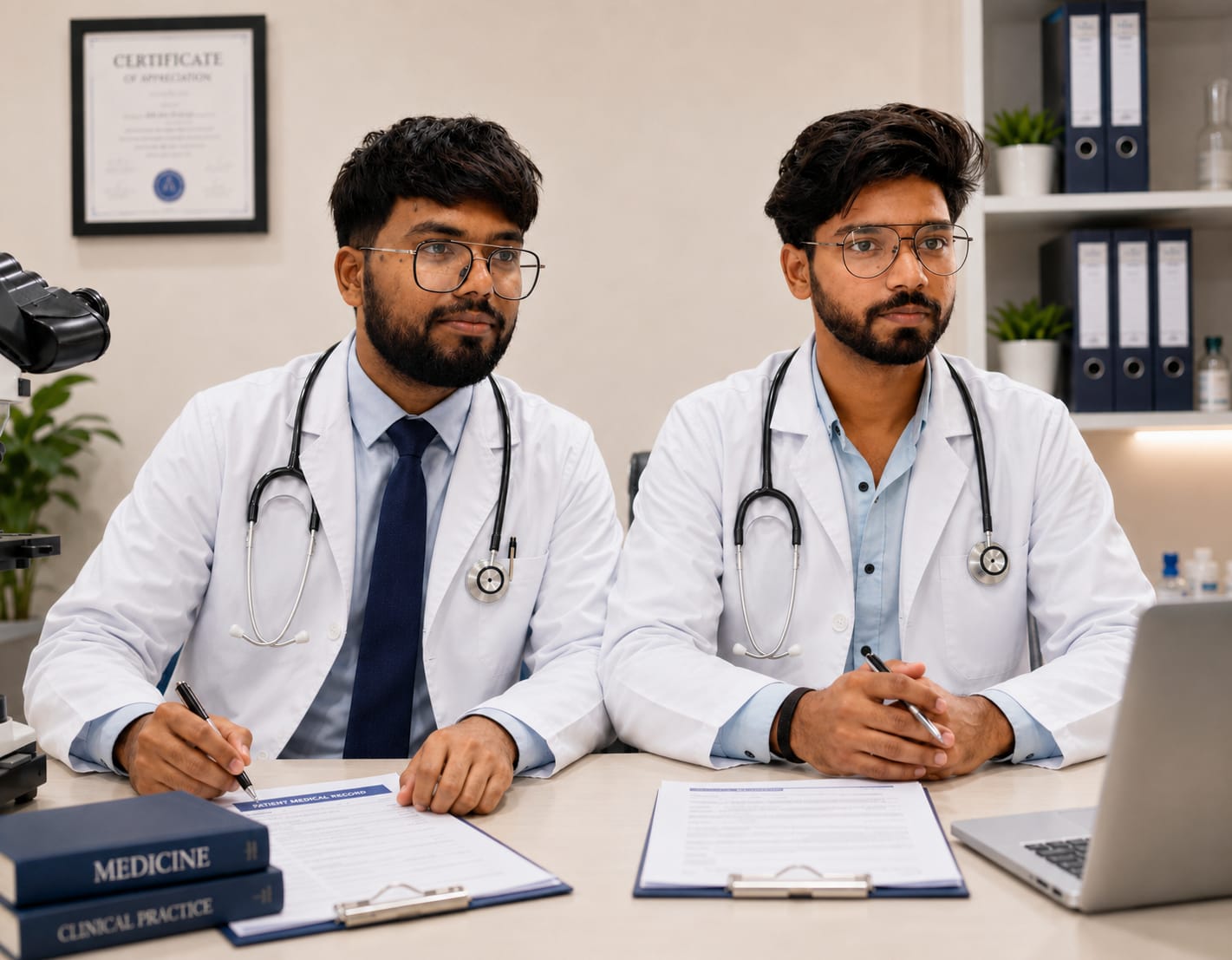Jastin Ankur with another medical professional in clinic setting