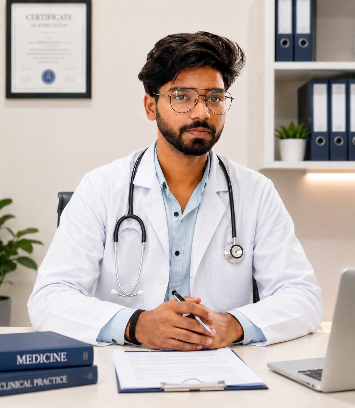 Jastin Ankur in a clinical consultation room